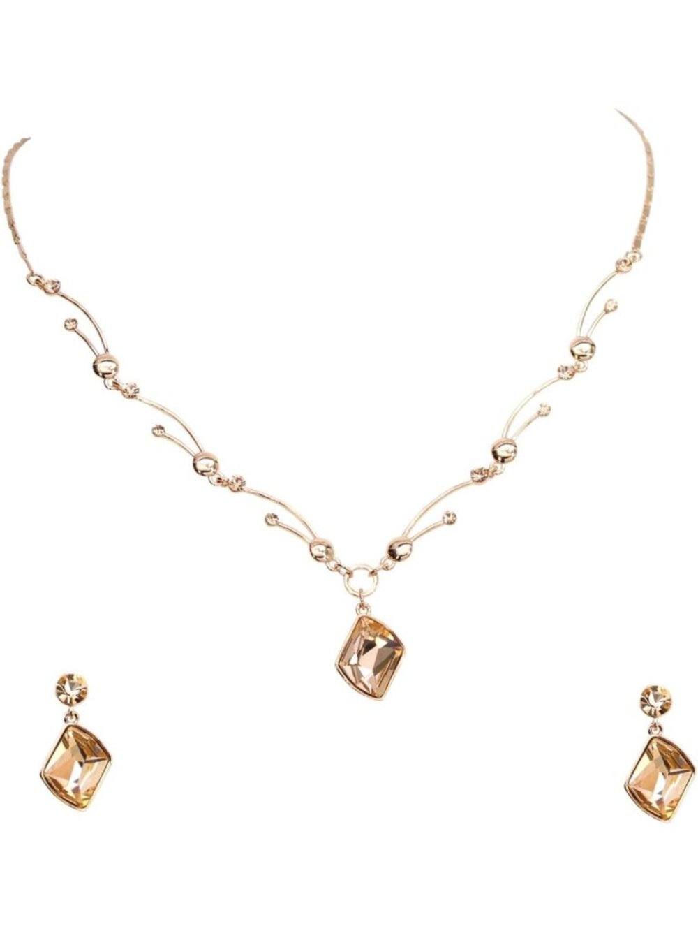 Stunning Rhinestone Crystal Floral Necklace & Earrings Set - Elegant Jewelry